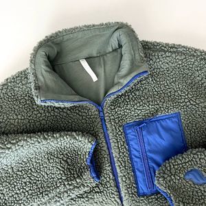 Fabletics Sage Green Blue Sherpa Elastic Waist Teddy Jacket | Size L